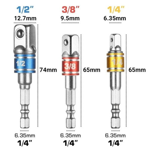 Socket bits adapter set hex - 3x,